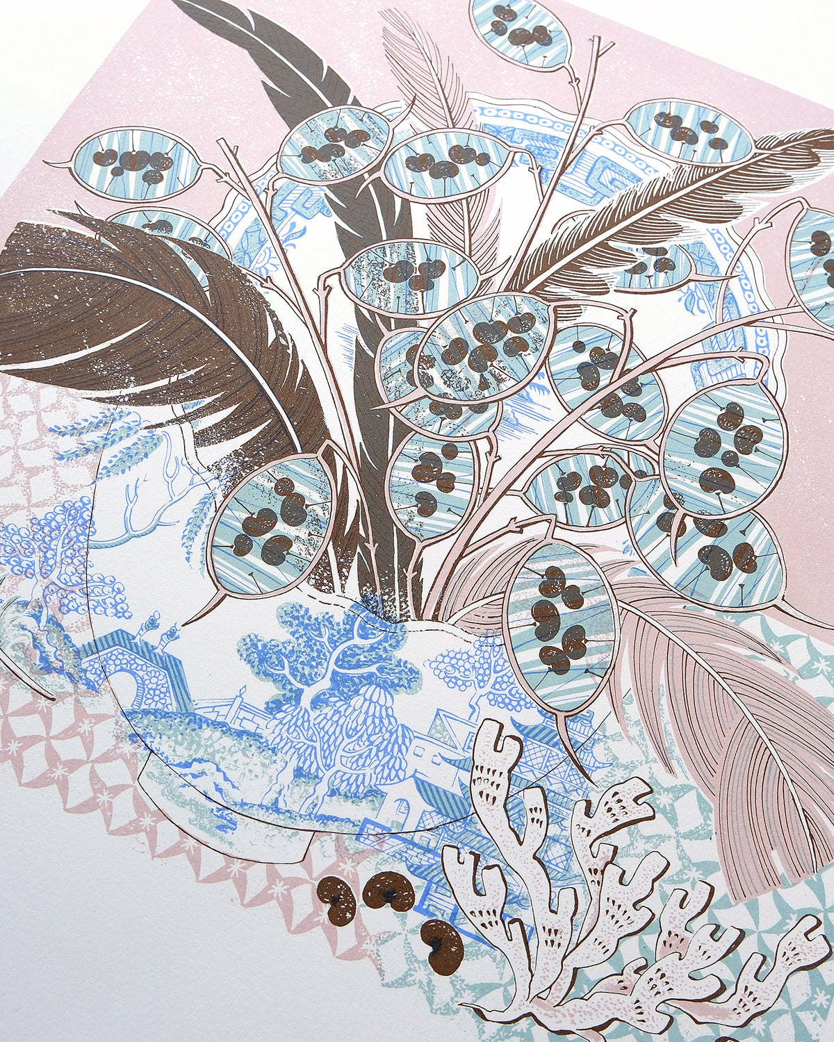 Honesty and Feathers - Angie Lewin - St. Jude's Prints