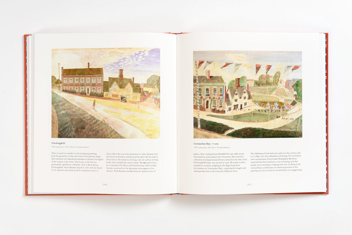 Two Edward Bawden watercolours of village buildings decked with bunting