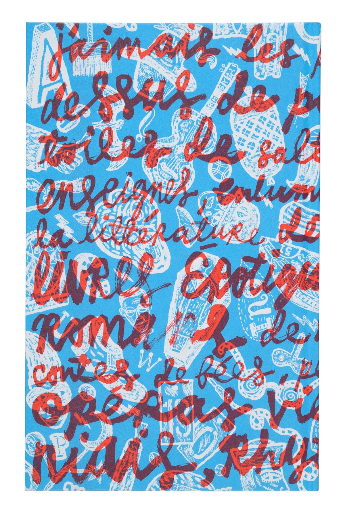 Blue and red hand-lettered French text design by Jonny Hannah