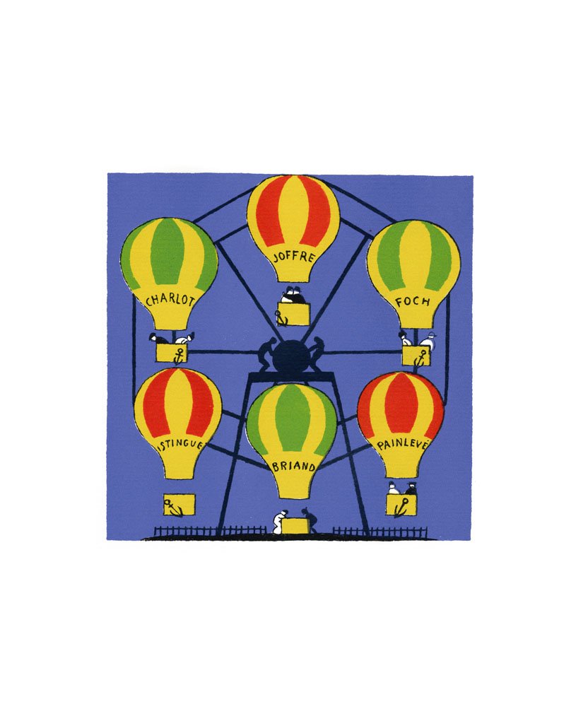 Hot-Air Balloons, a fairground ride autolithograph by Lucien Boucher