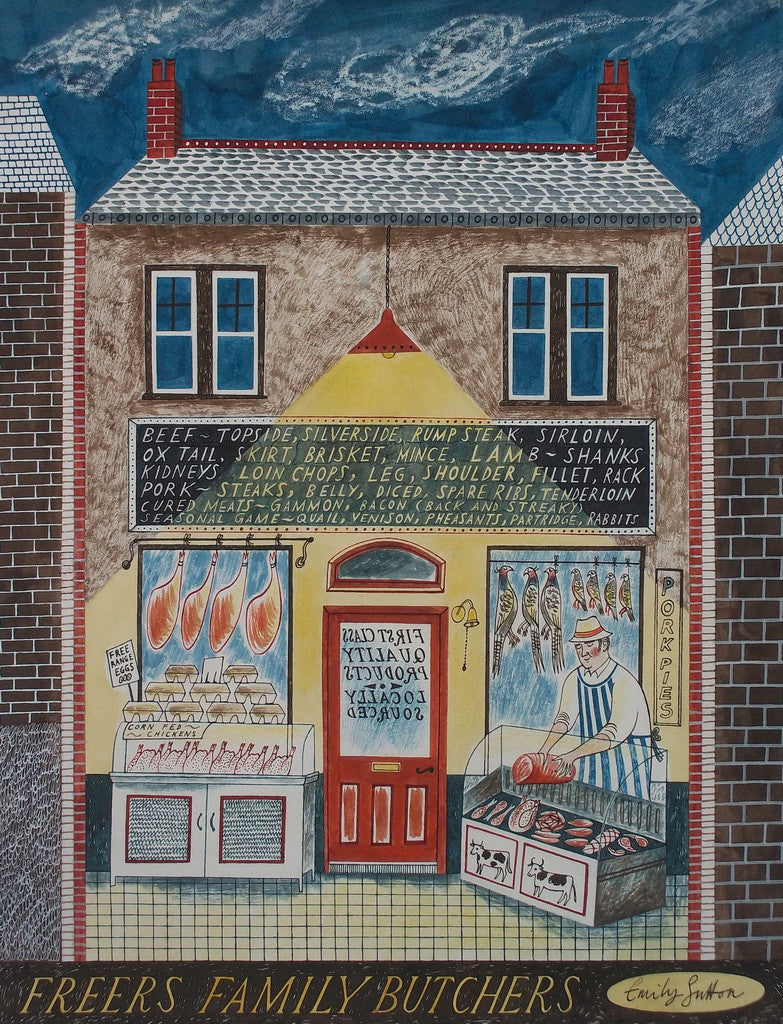 Freers Butcher interior - Emily Sutton - St. Jude's Prints