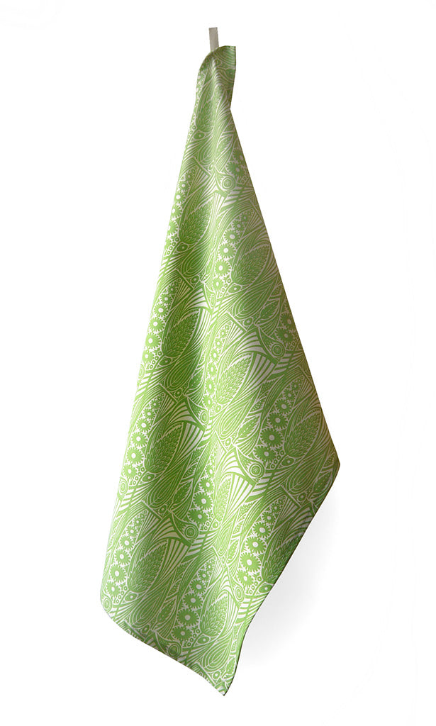 Meadow Grass Tea Towel - Leaf Green