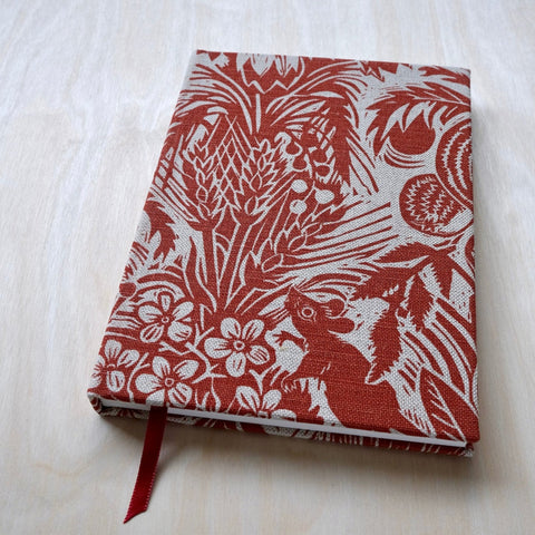 Mark_Hearld_​S​quirrel_Sunflower_​​Brick_​Red_notebook_front_cover