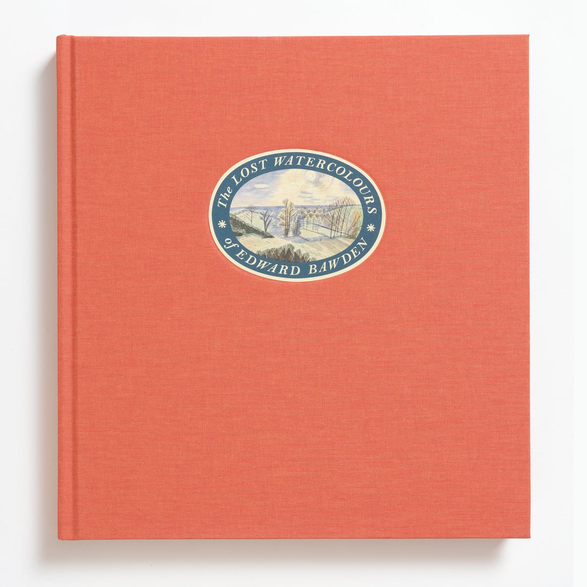 The Lost Watercolours of Edward Bawden in coral cloth with an oval pictorial label