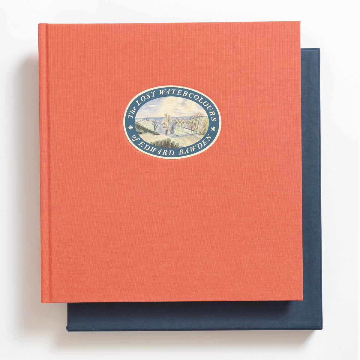 The Lost Watercolours of Edward Bawden shown with its navy slipcase
