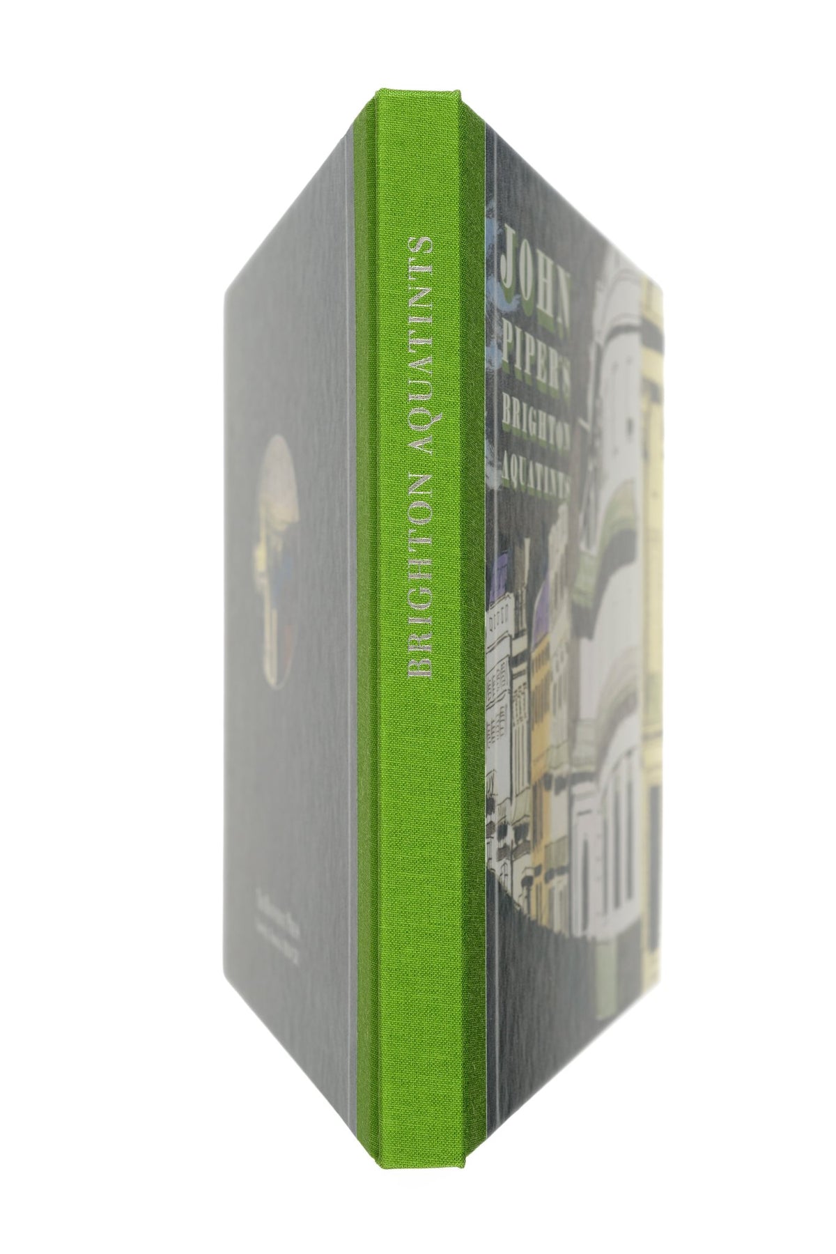 Spine of John Piper's Brighton Aquatints in green quarter-cloth