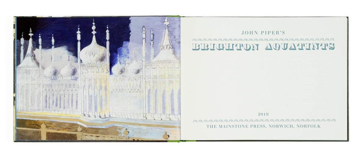 Title spread facing Piper's aquatint of the Royal Pavilion, Brighton