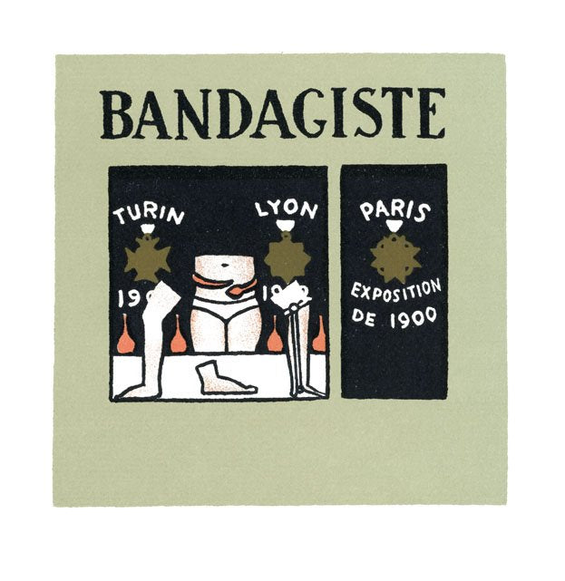 Bandagiste, Lucien Boucher's surgical supplier's window with exhibition medals