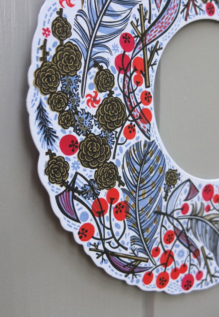 Angie Lewin's Winter Wreath - Angie Lewin - St. Jude's Prints