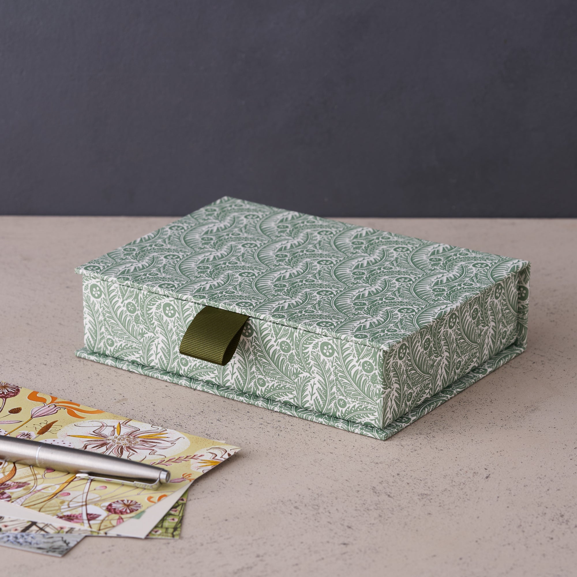 Forest Floor Green Patterned Paper Box - Angie Lewin - St. Jude's Prints