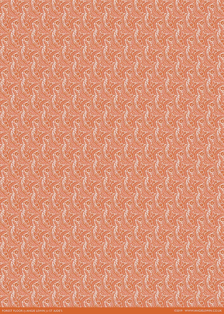 Forest Floor (Rust) Patterned Paper - Angie Lewin - St. Jude's Prints