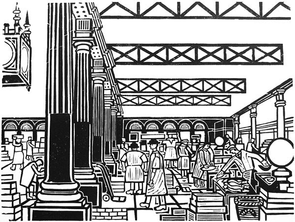 Billingsgate Fish Market - Edward Bawden - St. Jude's Prints