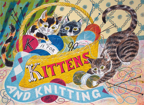 K is for Kittens and Knitting - Emily Sutton - St. Jude's Prints