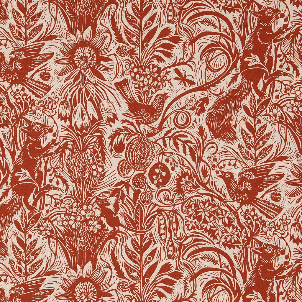 Squirrel and Sunflower fabric - Mark Hearld - St. Jude's Prints