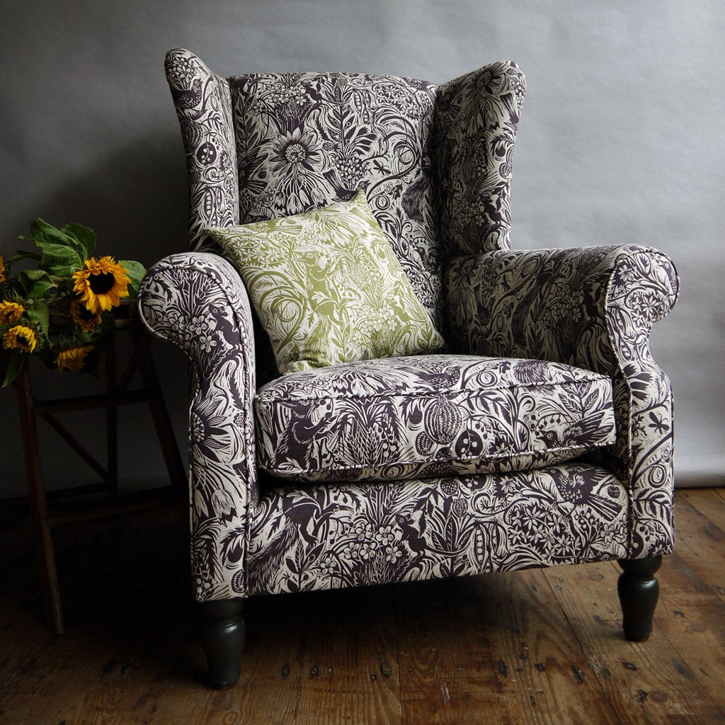 Squirrel and Sunflower fabric - Mark Hearld - St. Jude's Prints