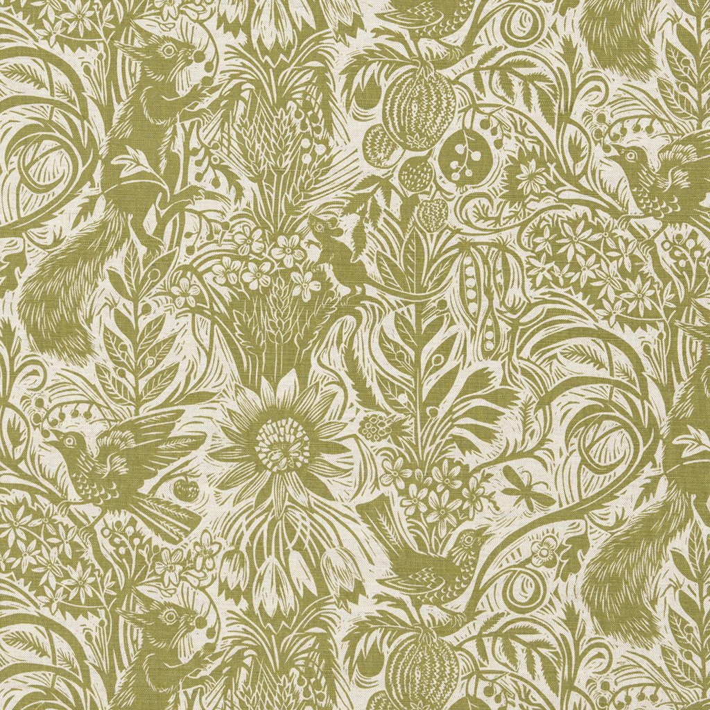 Squirrel and Sunflower fabric - Mark Hearld - St. Jude's Prints