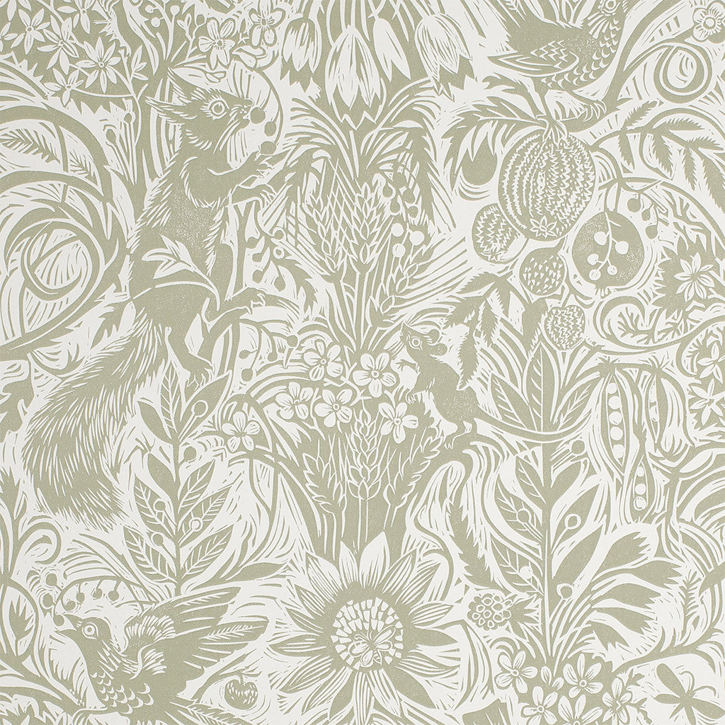 Squirrel and Sunflower wallpaper - Mark Hearld - St. Jude's Prints