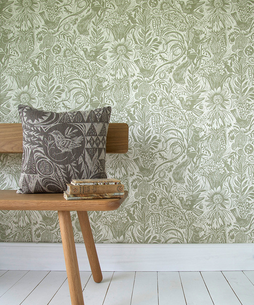 Squirrel and Sunflower wallpaper - Mark Hearld - St. Jude's Prints