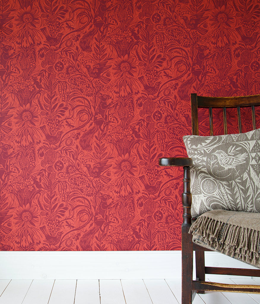 Squirrel and Sunflower wallpaper - Mark Hearld - St. Jude's Prints