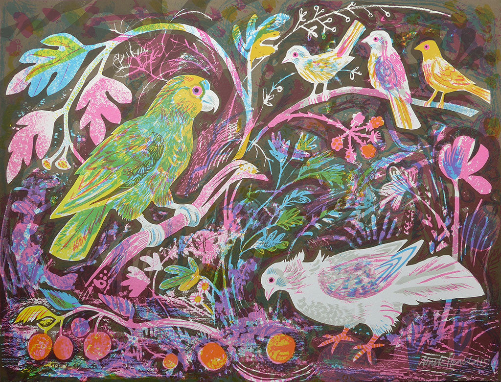 Still Life With Amazon Parrot By Mark Hearld St Jude s Prints still-life-with-amazon-parrot-by-mark-hearld-st-jude-s-prints