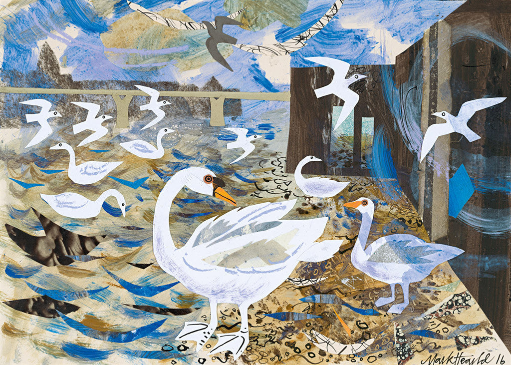 Swans on the Thames - Mark Hearld - St. Jude's Prints