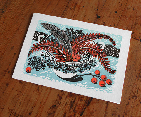 Angie Lewin 'Persephone Snow' Christmas Card - pack of 6 cards
