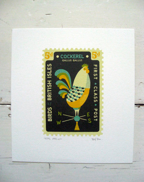 Small Cockerel Stamp - Tom Frost - St. Jude's Prints
