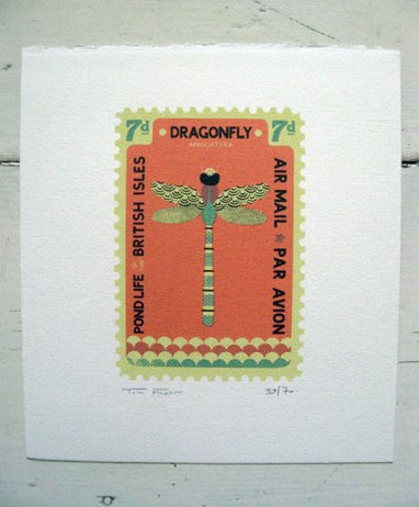 Small Dragonfly Stamp - Tom Frost - St. Jude's Prints